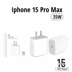 IPHONE 15 PRO MAX 2 PIN (US PIN) 35W USB-C POWER ADAPTER WITH USB-C TO C CABLE