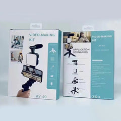 AY-49 VIDEO MAKING KIT VLOGGING TRIPOD TRIPLE BAND LIGHT
