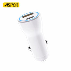 ASPOR A910 FAST CAR CHARGER QC 3.0 DUAL ALUMINUM METAL 38W PD PORTABLE