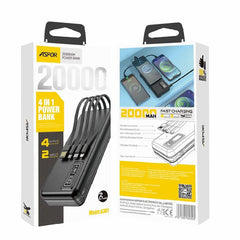 ASPOR A301 4 IN 1 POWER BANK 20000MAH WITH LCD DIGITAL DISPLAY