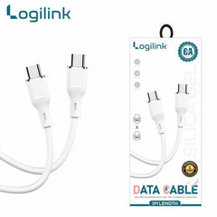 LOGILINK TYPE C TO TYPE C NYLON FAST CHARGING DATA CABLE WITH LIGHT 1M (1 YEAR WARRANTY WHITE)