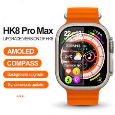 HK8 Pro MAX 2.12 inch AMOLED Screen Smart Watch Ultra 49mm Men Series 8 NFC Wireless Charging Sports Watch WITH Wear Fit Pro APP (Orange)