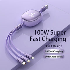 KISONLI 3-IN-1 MICRO USB TYPE-C AND IPHONE CHARGER CABLE MULTIPLE USB PORTS