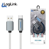 LOGILINK USB TO TYPE C NYLON FAST CHARGING DATA CABLE 1M WITH LIGHT (1 YEAR WARRANTY) WHITE