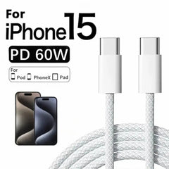 IPHONE PD 60W FAST CHARGING NYLON TYPE-C TO C CABLE FOR IPHONE 15 PRO MAX (1M)