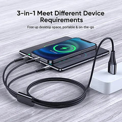 JOYROOM S-1T3018A18 Multi-Use 3.5A USB-A to Lightning+Type-C+Micro 3-in-1 Data Cable1 2m-Black