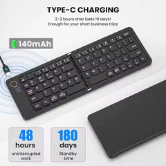 B023 11 INCH FOLDABLE & RECHARGEABLE BLUETOOTH KEYBOARD BLACK