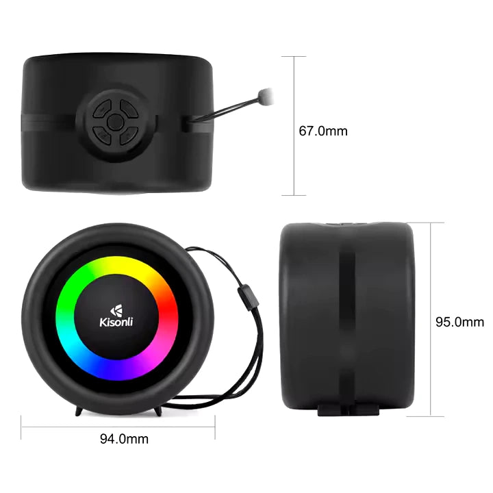 KISONLI S16 TWS DJ POWERED PORTABLE MINI FM RADIO SPEAKER WITH SOFT CORD HANDLE