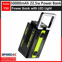 FAXITE Y50 50000MAH 22.5W FAST CHARGING PORTABLE POWER BANK WITH LED LIGHT BLACK